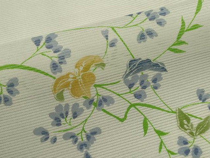 平和屋着物＊夏物 小紋 絽 枝花文 洗える着物 CABB1709ou