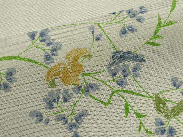 平和屋着物＊夏物 小紋 絽 枝花文 洗える着物 CABB1709ou