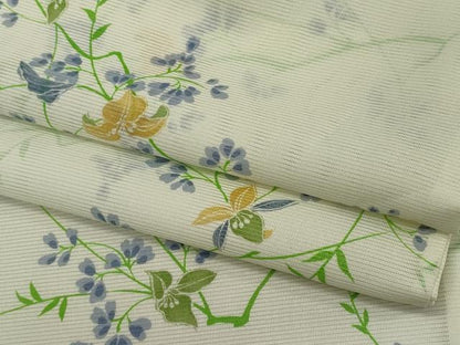 平和屋着物＊夏物 小紋 絽 枝花文 洗える着物 CABB1709ou