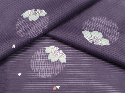 平和屋着物＊夏物 小紋 絽 舞花文 洗える着物 CABB1710ou