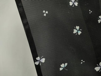 平和屋着物＊夏物 小紋 絽 舞花文 黒地 洗える着物 CABB1712ou