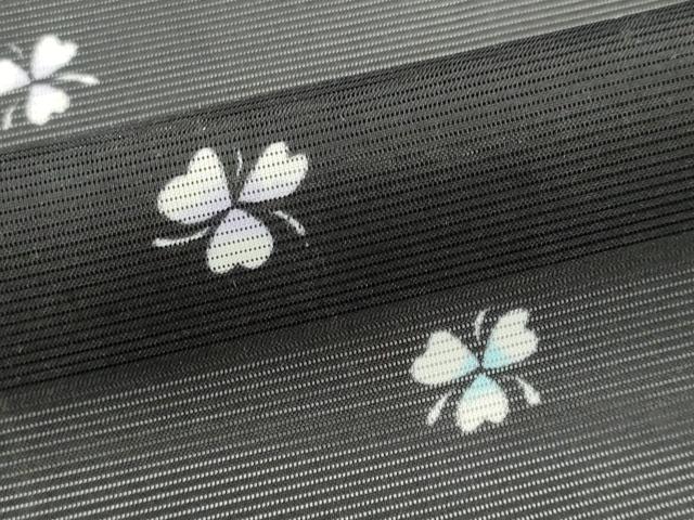 平和屋着物＊夏物 小紋 絽 舞花文 黒地 洗える着物 CABB1712ou