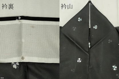 平和屋着物＊夏物 小紋 絽 舞花文 黒地 洗える着物 CABB1712ou