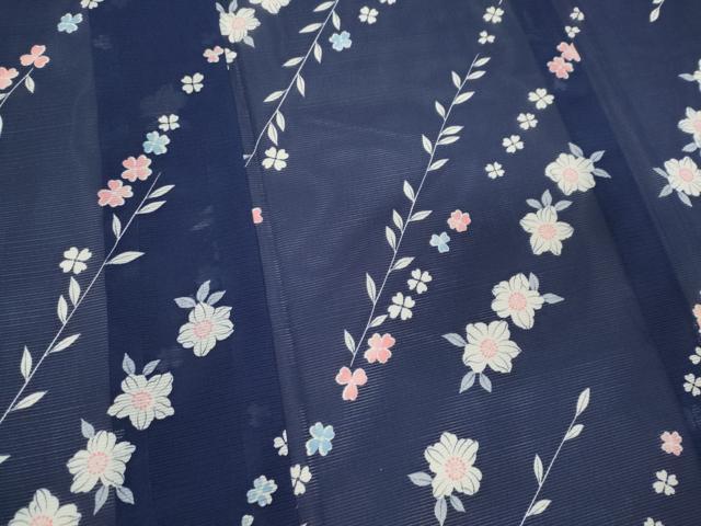 平和屋着物＊夏物　小紋　絽　斜線草花文　洗える着物　CABB1713ou 平和屋着物＊夏物 小紋 絽 斜線草花文 洗える着物 CABB1713ou
