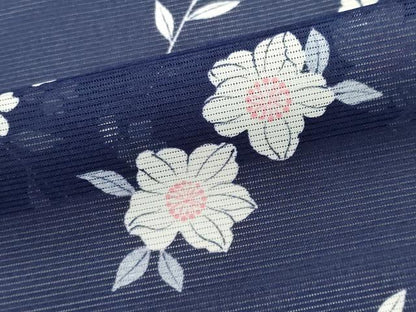 平和屋着物＊夏物 小紋 絽 斜線草花文 洗える着物 CABB1713ou