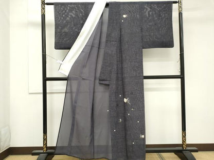 平和屋着物＊夏物 訪問着 絽 刺繍 草花文 金糸 正絹 逸品 CABB1714ou