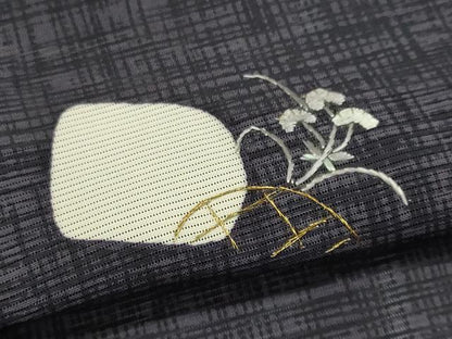 平和屋着物＊夏物 訪問着 絽 刺繍 草花文 金糸 正絹 逸品 CABB1714ou
