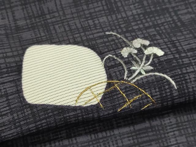平和屋着物＊夏物 訪問着 絽 刺繍 草花文 金糸 正絹 逸品 CABB1714ou