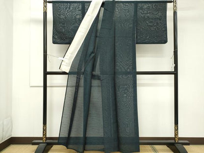平和屋着物＊夏物 小紋 紗 幾何学文 正絹 逸品 CABB1715ou