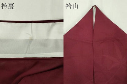平和屋着物＊夏物 色無地 絽 舞葉紋紗 暗紅色 正絹 逸品 CABB1716ou