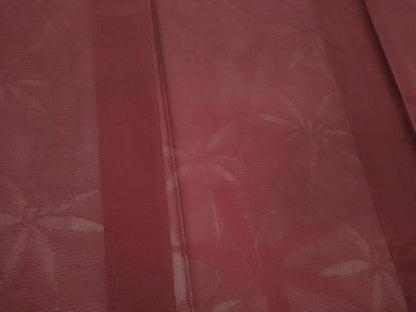 平和屋着物＊夏物 色無地 絽 舞葉紋紗 暗紅色 正絹 逸品 CABB1716ou