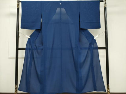平和屋着物＊夏物 色無地 絽 瑠璃紺色 正絹 逸品 CABB1721ou