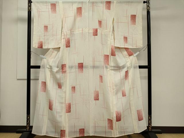 平和屋着物＊夏物 小紋 絽 色紙草花文 暈し染め 正絹 逸品 CABB1724ou