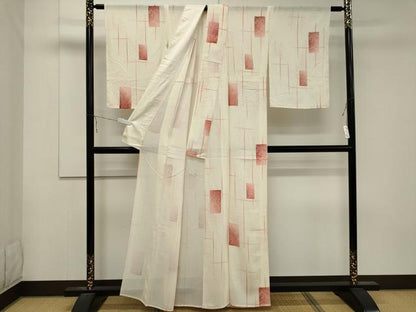 平和屋着物＊夏物 小紋 絽 色紙草花文 暈し染め 正絹 逸品 CABB1724ou