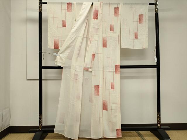 平和屋着物＊夏物 小紋 絽 色紙草花文 暈し染め 正絹 逸品 CABB1724ou