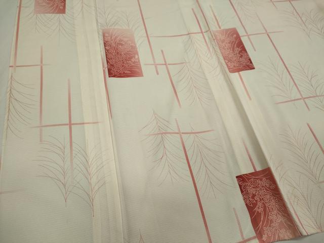 平和屋着物＊夏物 小紋 絽 色紙草花文 暈し染め 正絹 逸品 CABB1724ou