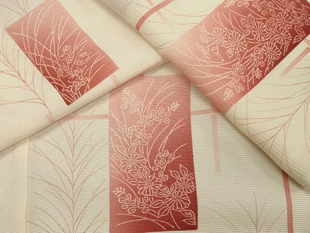 平和屋着物＊夏物 小紋 絽 色紙草花文 暈し染め 正絹 逸品 CABB1724ou
