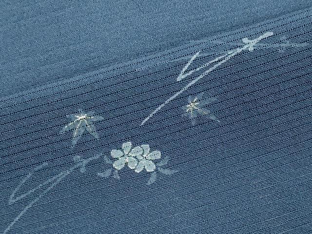 平和屋着物＊夏物　小紋　紗　草花文　正絹　逸品　AABF5840fy 平和屋着物＊夏物 小紋 絽縮緬 草花文 金彩 正絹 逸品 CABB1727ou