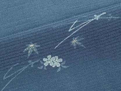 平和屋着物＊夏物 小紋 絽縮緬 草花文 金彩 正絹 逸品 CABB1727ou