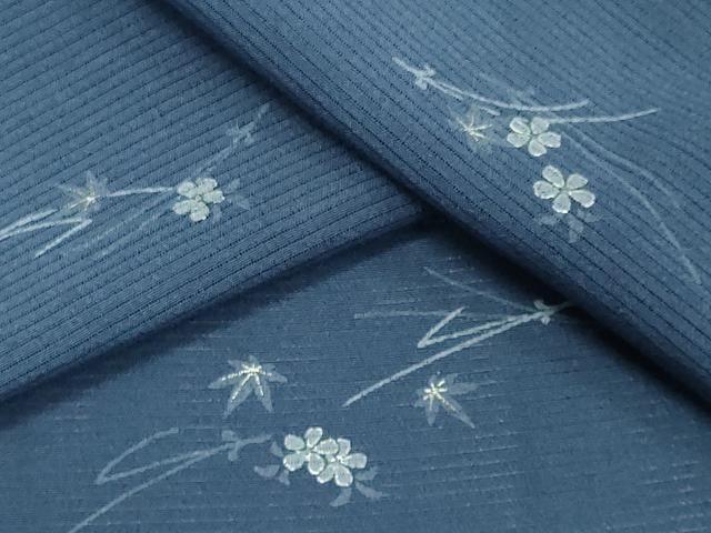 平和屋着物＊夏物 小紋 絽縮緬 草花文 金彩 正絹 逸品 CABB1727ou