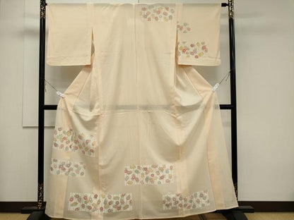 平和屋着物＊夏物 訪問着 絽 刺繍 草花文 銀彩 正絹 逸品 CABB1731ou
