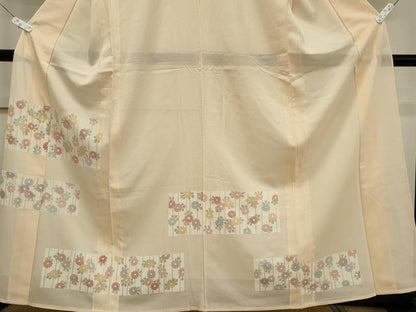 平和屋着物＊夏物 訪問着 絽 刺繍 草花文 銀彩 正絹 逸品 CABB1731ou