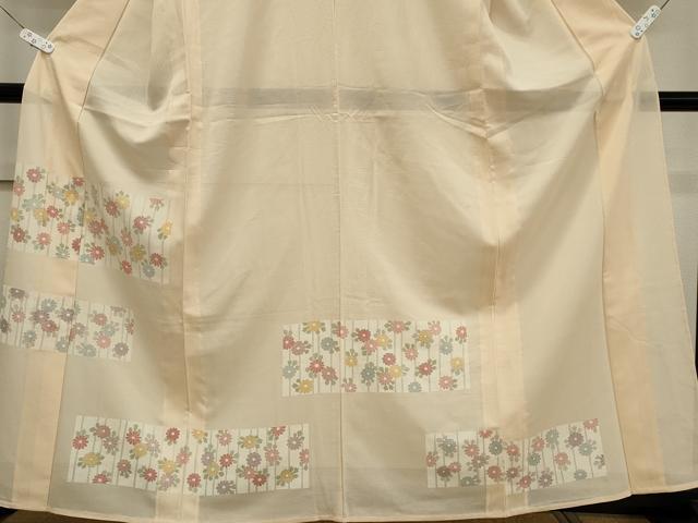 平和屋着物＊夏物 訪問着 絽 刺繍 草花文 銀彩 正絹 逸品 CABB1731ou