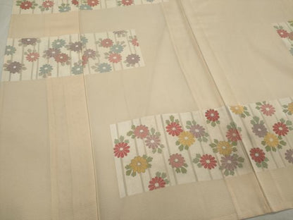 平和屋着物＊夏物 訪問着 絽 刺繍 草花文 銀彩 正絹 逸品 CABB1731ou