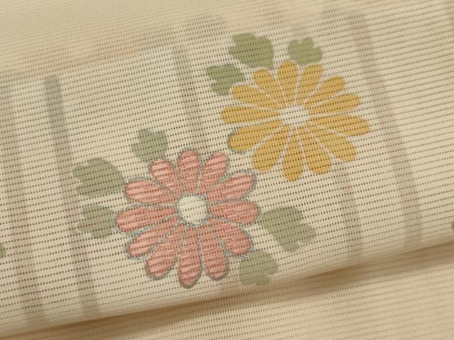 平和屋着物＊夏物 訪問着 絽 刺繍 草花文 銀彩 正絹 逸品 CABB1731ou