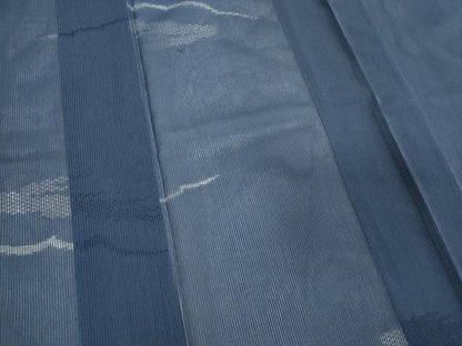 平和屋着物＊夏物 色無地 縦絽 雲取り紋紗 深縹色 正絹 逸品 CABB1732ou