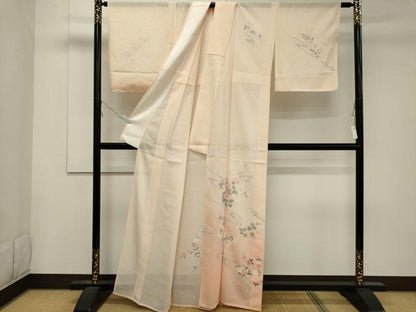 平和屋着物＊夏物 訪問着 絽 流水草花文 暈し染め 正絹 逸品 未使用 CABB1733ou