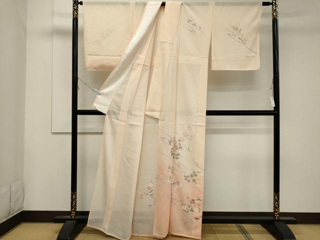 平和屋着物＊夏物 訪問着 絽 流水草花文 暈し染め 正絹 逸品 未使用 CABB1733ou