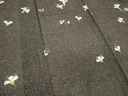 平和屋着物＊夏物 小紋 絽 舞花文 たたき染め 金彩 正絹 逸品 CABB1735ou