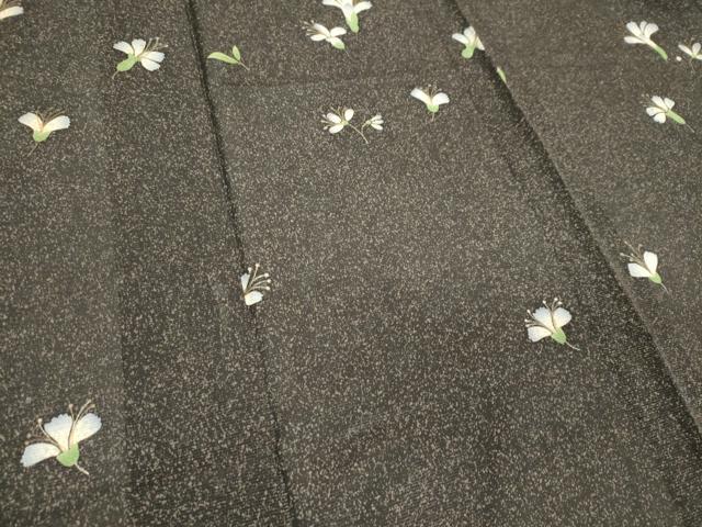 平和屋着物＊夏物 小紋 絽 舞花文 たたき染め 金彩 正絹 逸品 CABB1735ou