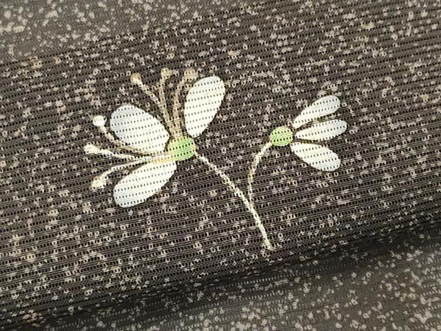 平和屋着物＊夏物 小紋 絽 舞花文 たたき染め 金彩 正絹 逸品 CABB1735ou