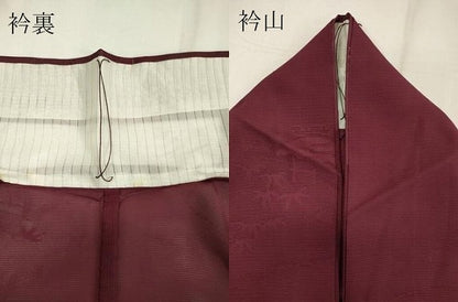 平和屋着物＊夏物 無地絵羽訪問着 絽 道長風景紋紗 暗紅色 正絹 逸品 CABB1737ou