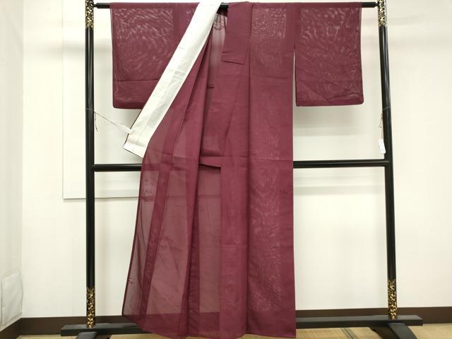 平和屋着物＊夏物 無地絵羽訪問着 絽 道長風景紋紗 暗紅色 正絹 逸品 CABB1737ou