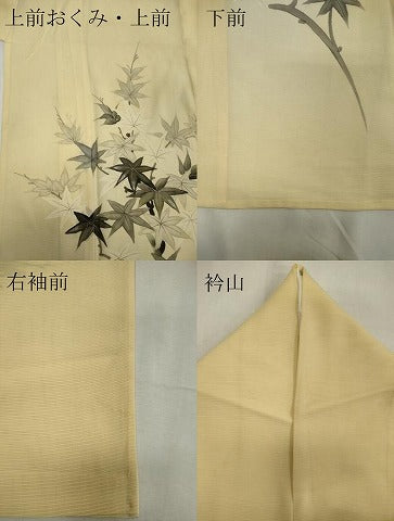 平和屋着物＊夏物 訪問着 絽 手描き 枝楓文 暈し染め 銀彩 正絹 逸品 CABB1738ou