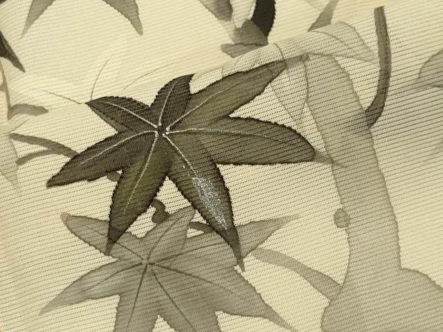 平和屋着物＊夏物 訪問着 絽 手描き 枝楓文 暈し染め 銀彩 正絹 逸品 CABB1738ou