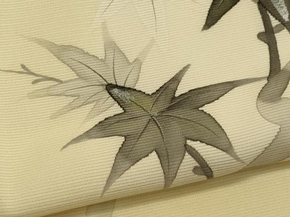 平和屋着物＊夏物 訪問着 絽 手描き 枝楓文 暈し染め 銀彩 正絹 逸品 CABB1738ou
