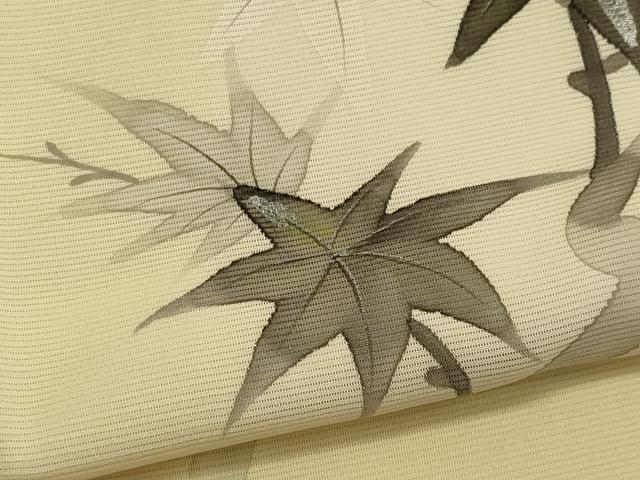 平和屋着物＊夏物 訪問着 絽 手描き 枝楓文 暈し染め 銀彩 正絹 逸品 CABB1738ou