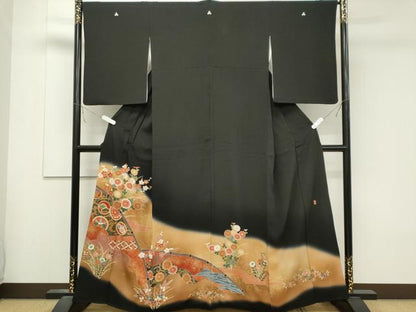 平和屋着物■豪華黒留袖 作家物 吉祥草花文 金彩 正絹 逸品 CABB1740ou