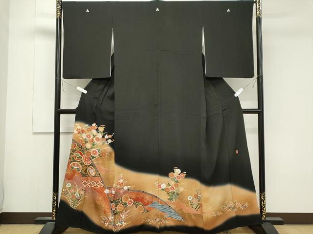 平和屋着物■豪華黒留袖 作家物 吉祥草花文 金彩 正絹 逸品 CABB1740ou