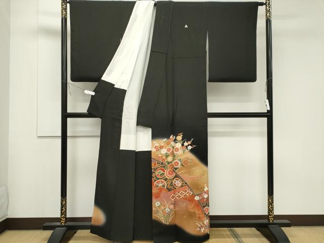 平和屋着物■豪華黒留袖 作家物 吉祥草花文 金彩 正絹 逸品 CABB1740ou