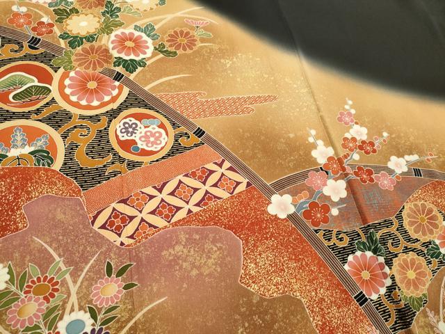 平和屋着物■豪華黒留袖 作家物 吉祥草花文 金彩 正絹 逸品 CABB1740ou