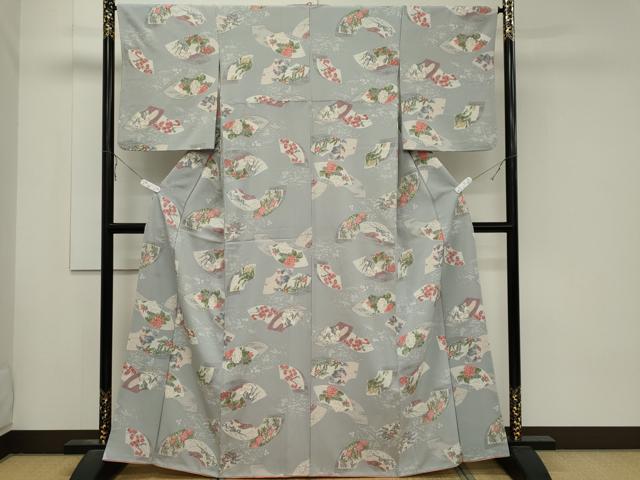 平和屋着物■上質な小紋　地紙花鳥文　金彩　正絹　逸品　CABB1757ou