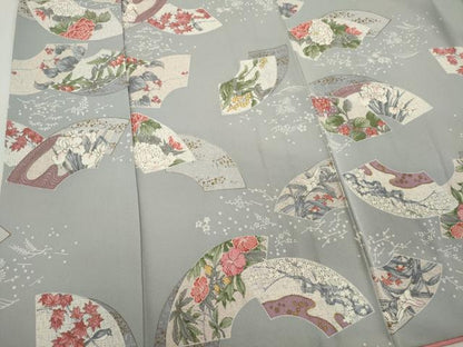 平和屋着物■上質な小紋　地紙花鳥文　金彩　正絹　逸品　CABB1757ou
