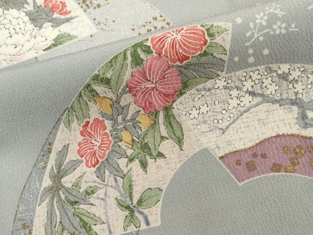 平和屋着物■上質な小紋　地紙花鳥文　金彩　正絹　逸品　CABB1757ou