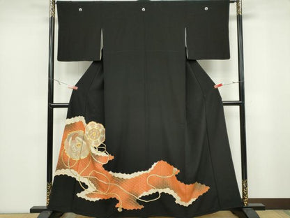 平和屋着物■豪華黒留袖 駒刺繍 鏡裏吉祥花文 暈し染め 金彩 正絹 逸品 CABB1782ou