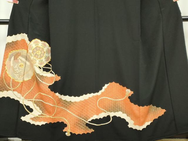平和屋着物■豪華黒留袖 駒刺繍 鏡裏吉祥花文 暈し染め 金彩 正絹 逸品 CABB1782ou